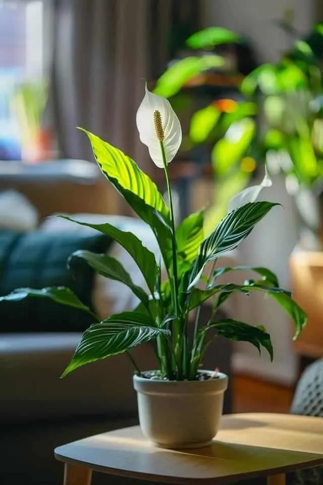Peace lily in bright indirect light
