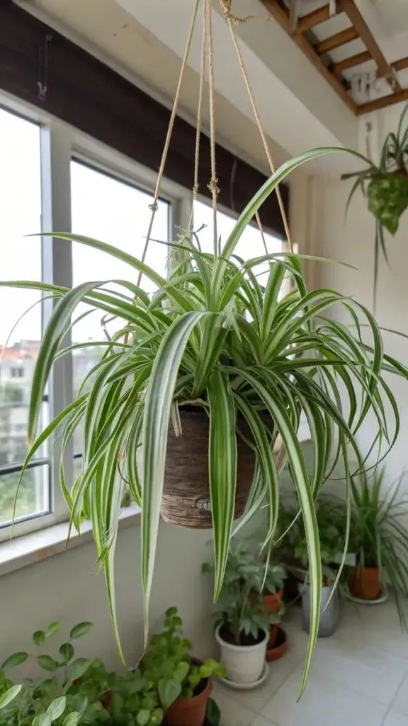 Spider plant placed outdoors in bright indirect light