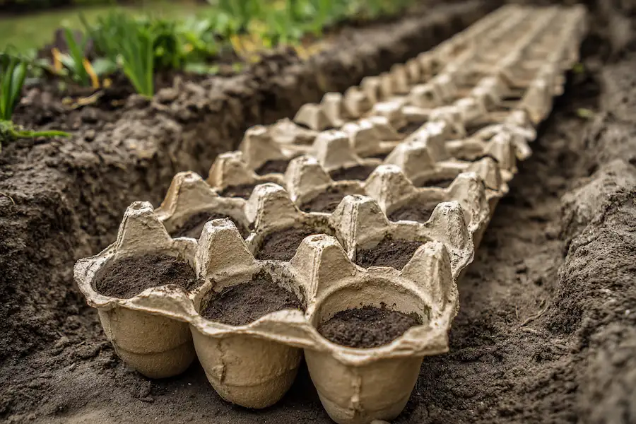 egg carton bulb planting trench
