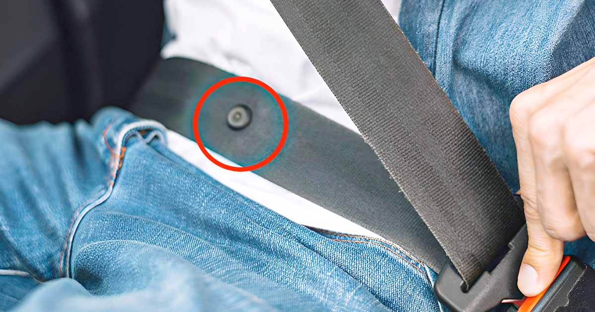Small button on seatbelt