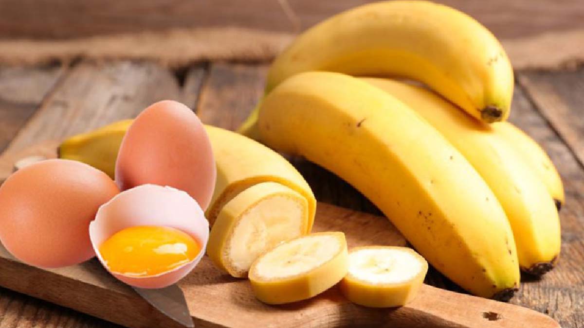 Banana and eggs prepared for gardening