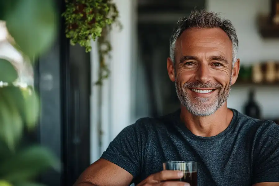 energetic man in his 40s