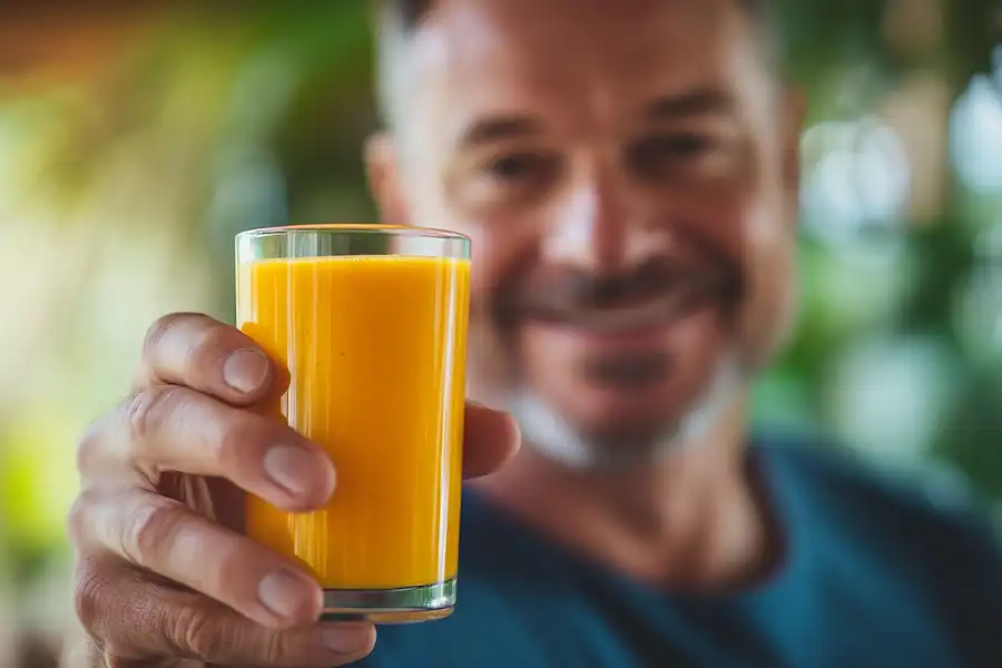 Glass of healthy turmeric drink