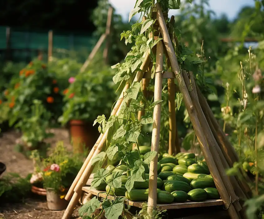 Herringbone cucumber support structure