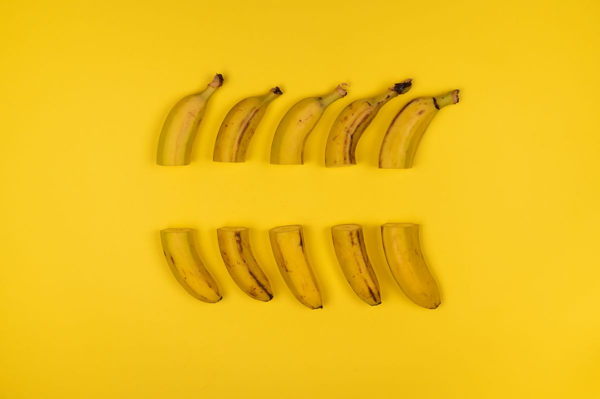 Fresh banana slices in a small bowl