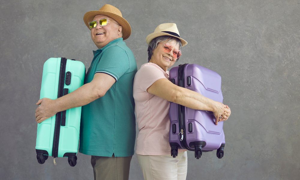 Happy senior traveler