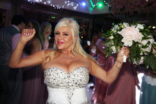 Samantha Fox on stage, still radiant