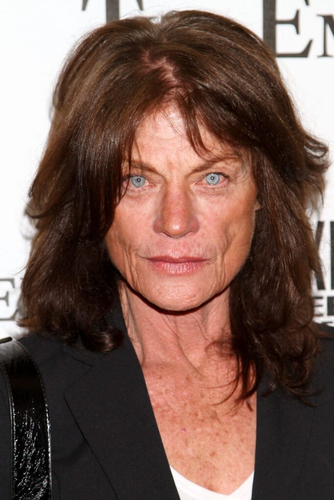 Portrait of Meg Foster with piercing blue eyes