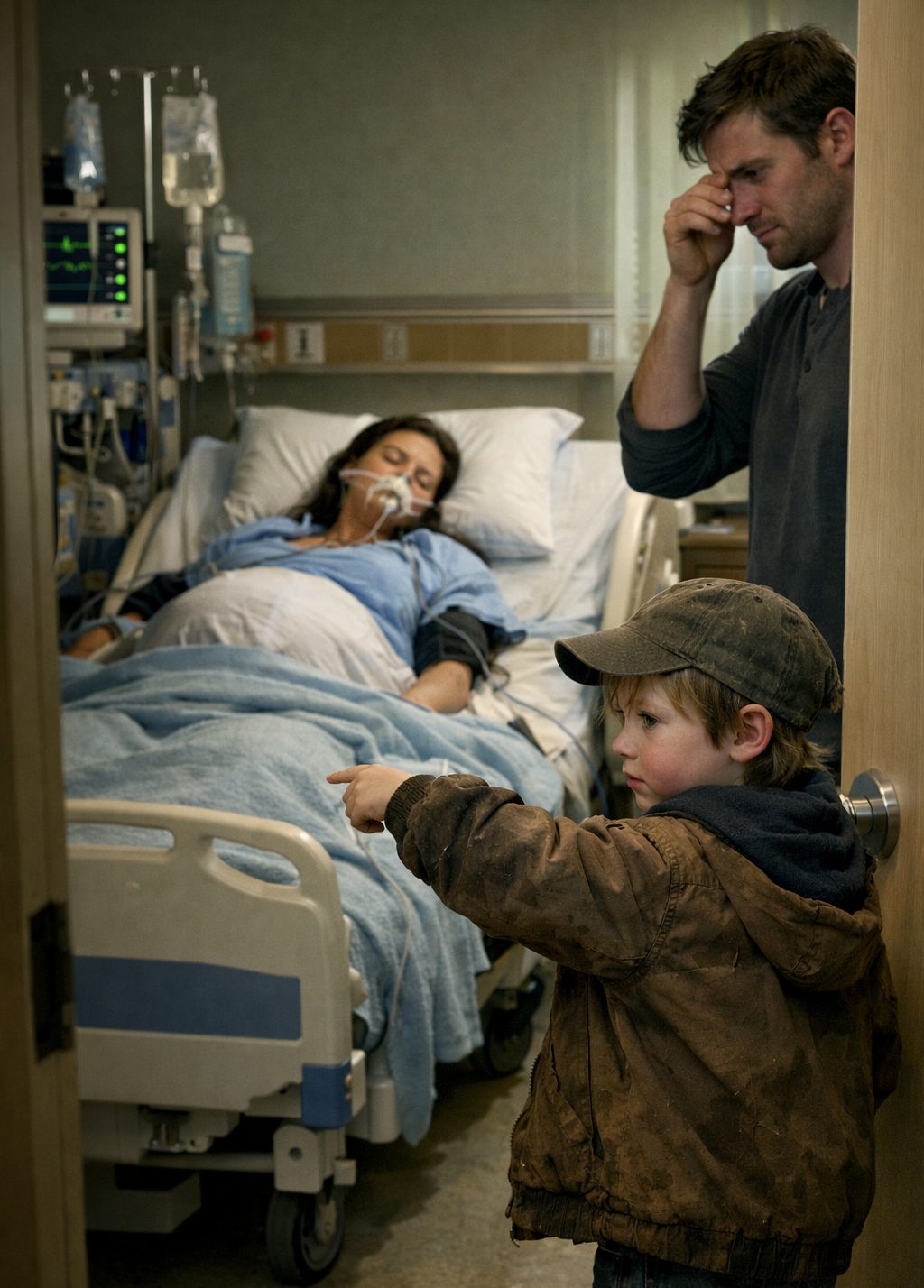 Young boy observing a hospital
