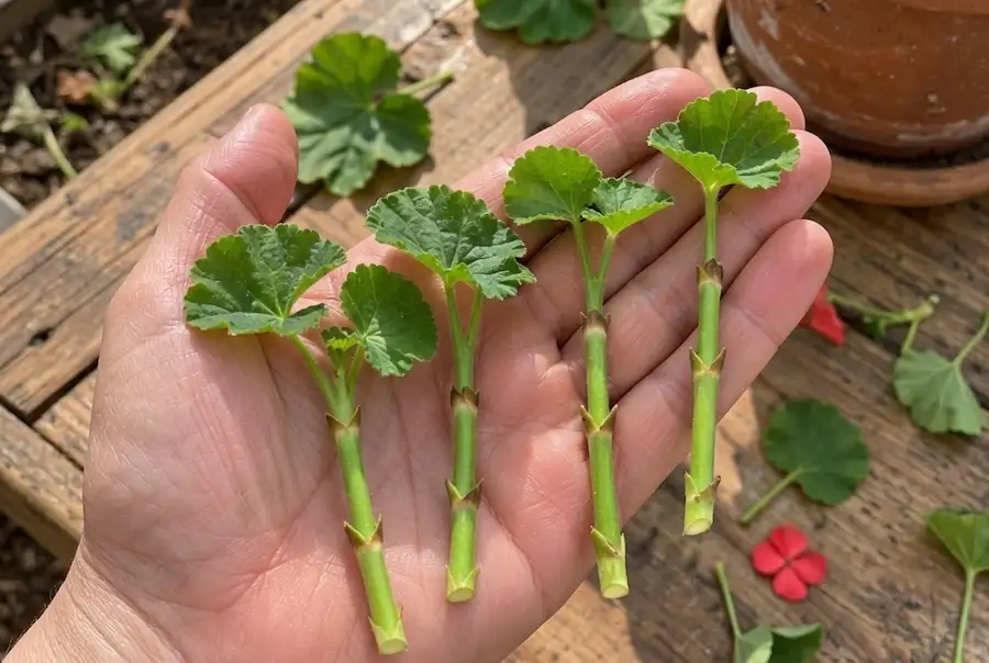 Young pelargonium plants