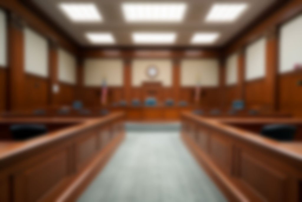 Empty courtroom with a blurred background