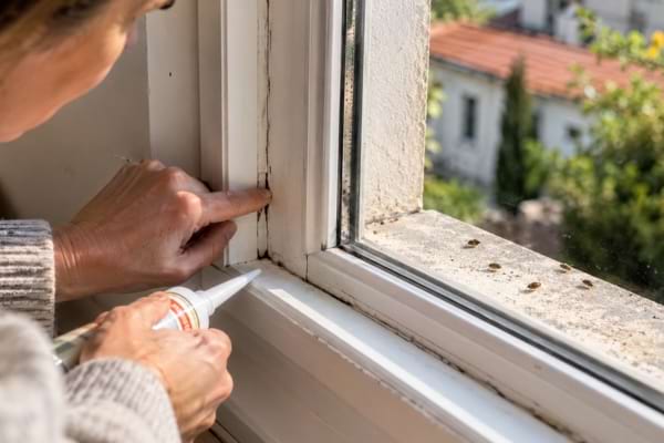 Applying sealant around a window frame