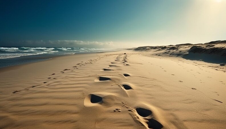 Sunset over rolling sand dunes