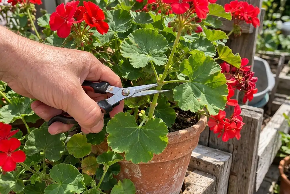 Preparing pelargonium cuttings