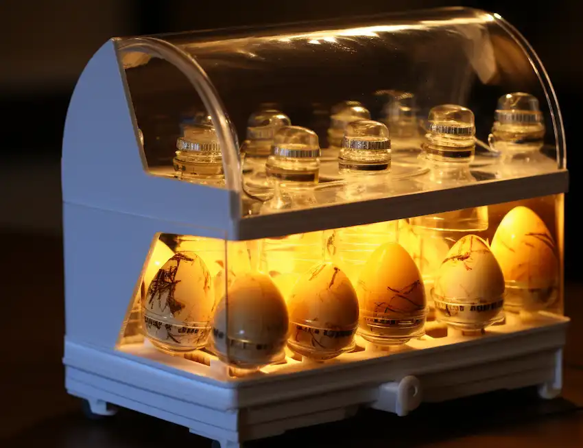 Homemade egg incubator made from a water bottle