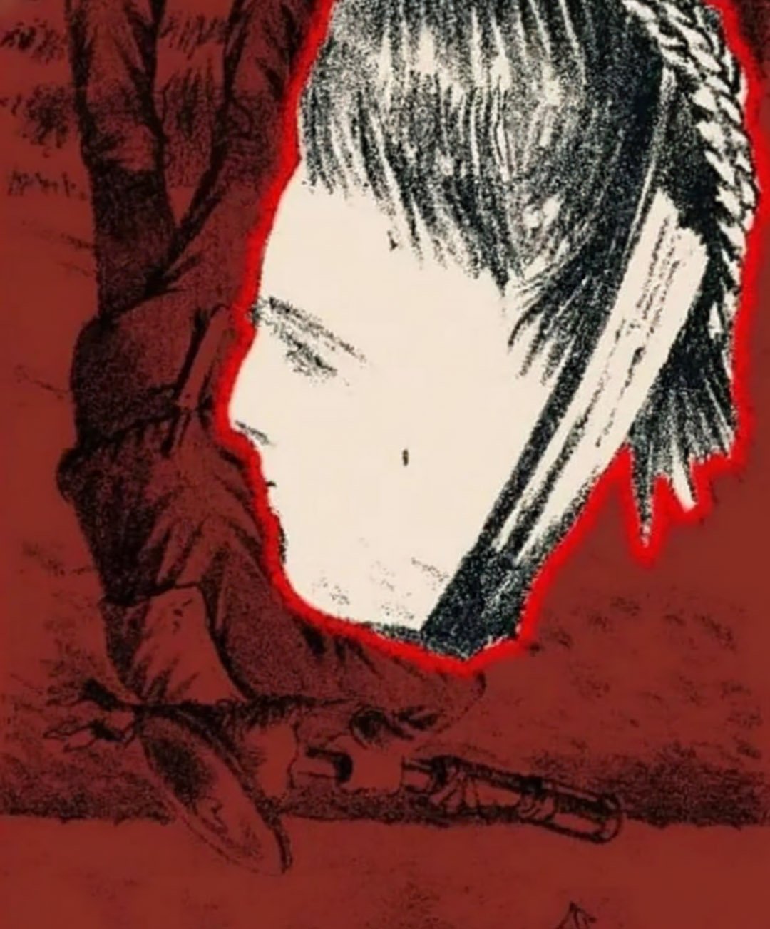 Optical illusion with hidden woman's face