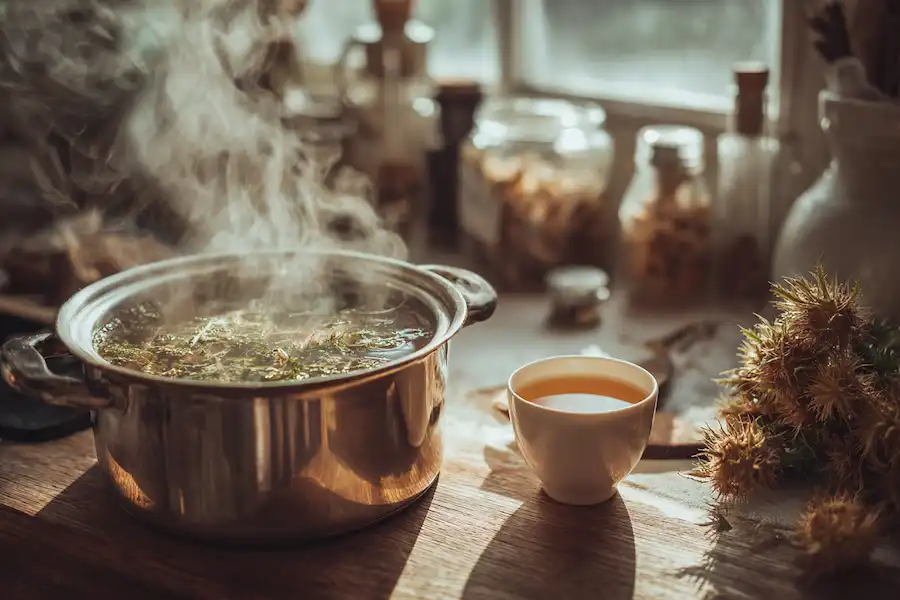 preparing an infusion of field thistle root